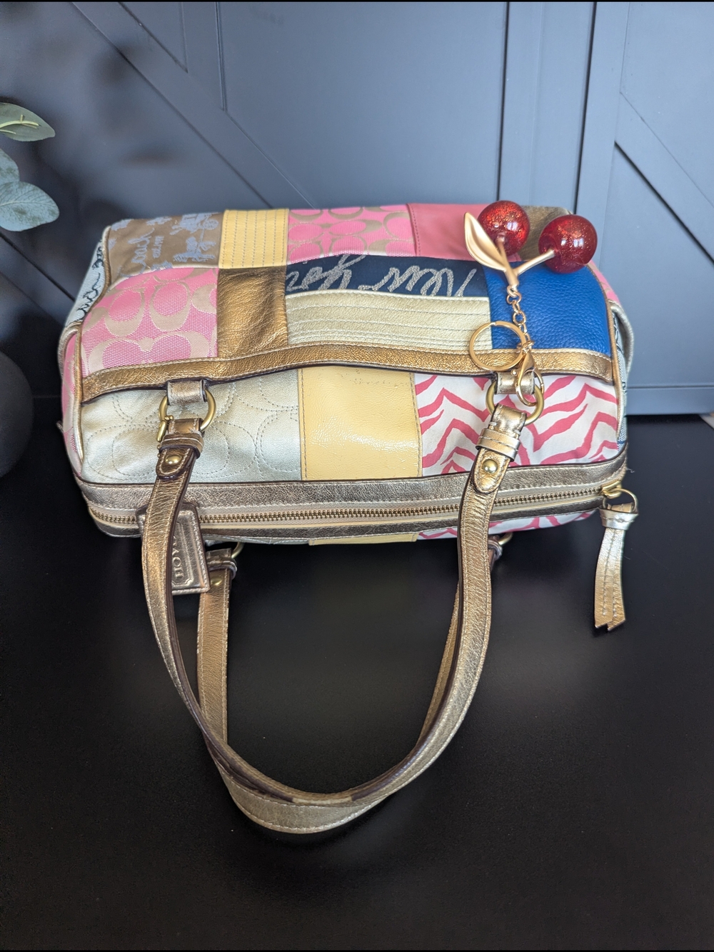 Coach Multicolor Patchwork Shoulder Bag with Gold Accents - Picture 10 of 15